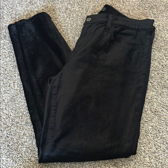 7 For All Mankind Black Velvet High Waist Skinny Jeans - Picture 1 of 6
